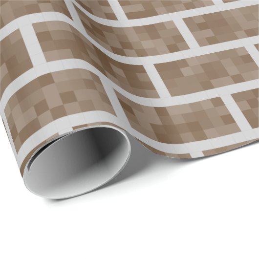 Ziegelstein-Wand-8-Bitmuster Browns inspiriertes Geschenkpapier (Rolleneckpunkt)