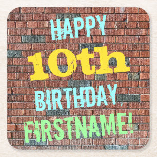 Ziegelstein-Wand-Graffiti inspirierter 10. Rechteckiger Pappuntersetzer