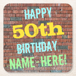 Ziegelstein-Wand-Graffiti inspirierter 50. Rechteckiger Pappuntersetzer