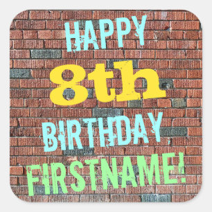 Ziegelstein-Wand-Graffiti inspirierter 8. Quadratischer Aufkleber