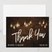 Ziegelsteine mit Vintagen Edison-Leuchten, Industr Dankeskarte (Vorne/Hinten)