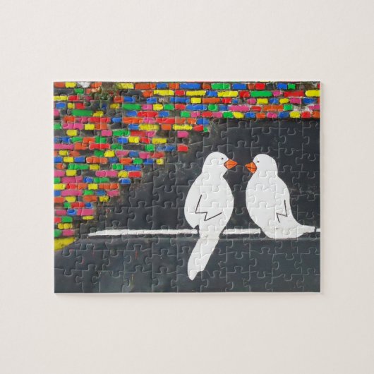 Ziegelsteinvogelwand: Graffitiwand Puzzle (Horizontal)