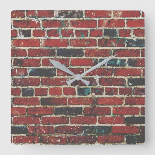 Ziegelwand Coole Textur Muster Quadratische Wanduhr (Vorderseite)