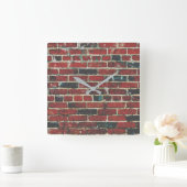Ziegelwand Coole Textur Muster Quadratische Wanduhr (Zuhause)