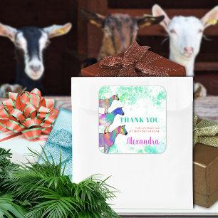 Ziegen Bauernhof Tier Geburtstagsfeier Danke Quadratischer Aufkleber