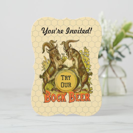 Ziegen Bock-Bierwerbung Einladung (Stehend Vorderseite)