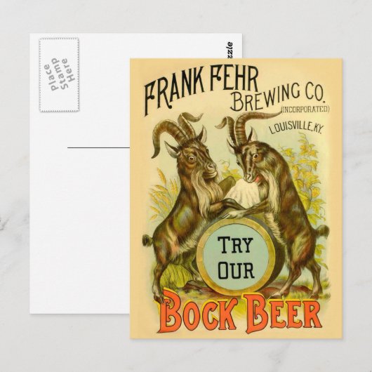 Ziegen Bock-Bierwerbung Postkarte (Vorne/Hinten)