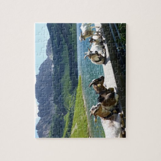 Ziegen, die das Sun-Jigsaw-Puzzle aufwischen Puzzle (Vertikal)