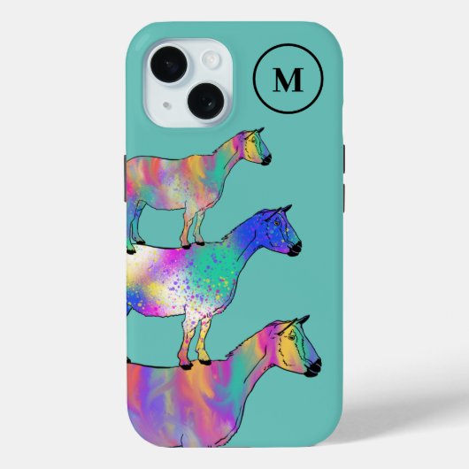 Ziegen Farbige Farmart Monogram Case-Mate iPhone Hülle (Rückseite)