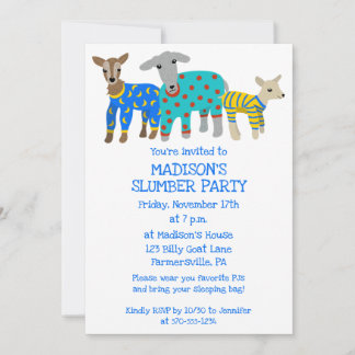 Ziegen in Pajamas Kids Slumber Party Einladung