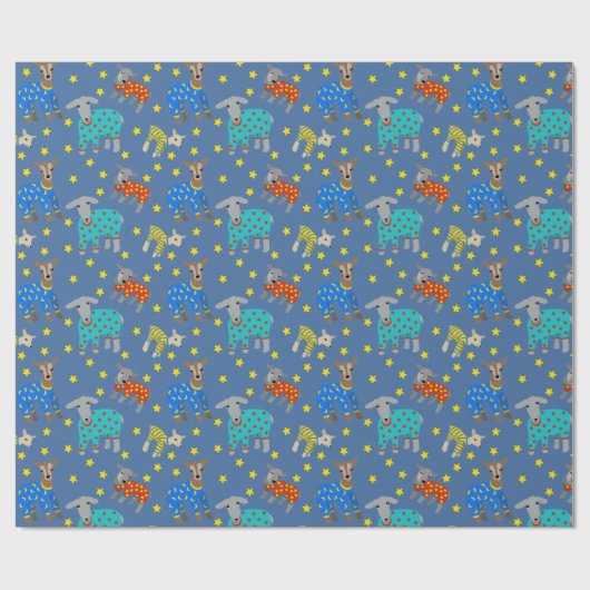 Ziegen in Pajamas mit Stars Blue Gemustert Geschenkpapier (Flach)