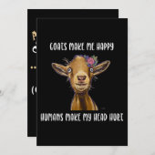 Ziegen machen mich glücklich, lange zu ziehen einladung (Vorne/Hinten)