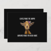 Ziegen machen mich glücklich, lange zu ziehen einladungspostkarte (Vorne/Hinten)