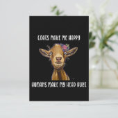 Ziegen machen mich glücklich, Ziege lange Dankeskarte (Stehend Vorderseite)