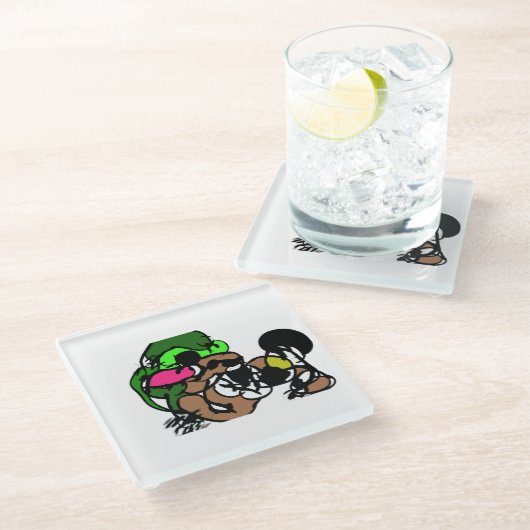 Ziegen machen Spaß Glasuntersetzer (Schrägansicht)