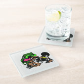 Ziegen machen Spaß Glasuntersetzer (Schrägansicht)