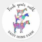 Ziegen Milch Firmenname Runder Aufkleber (Vorderseite)