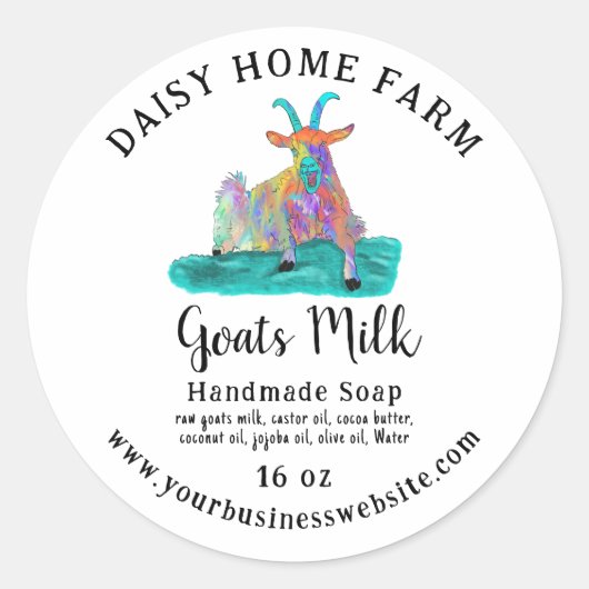 Ziegen Milchseife Firmenname Website farbig Runder Aufkleber (Vorderseite)