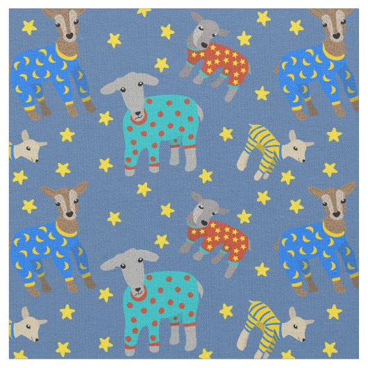Ziegen, Pajamas mit Stars Blue Gemustert tragen Stoff (Nahaufnahme)