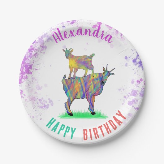 Ziegen Personalisiert Geburtstagspartei Pappteller (Vorderseite)