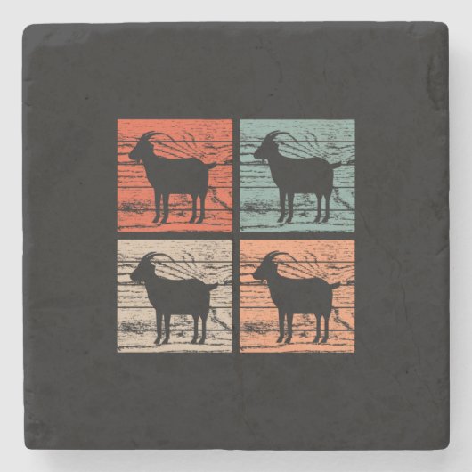 Ziegen Retro Steinuntersetzer (Vorderseite)