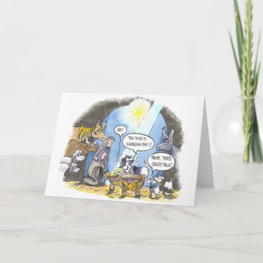 Ziegen-themenorientierte Weihnachtskarte Feiertagskarte (Vorderseite)