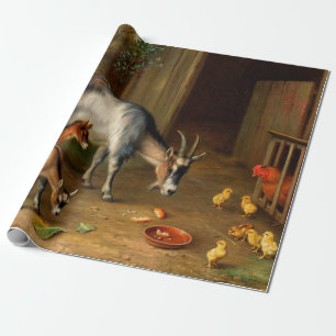 Ziegen und Hühner auf dem Bauernhof Geschenkpapier