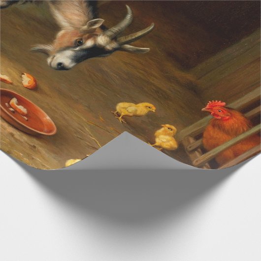 Ziegen und Hühner im Betrieb Geschenkpapier (Ecke)