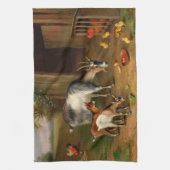 Ziegen und Hühner im Betrieb Geschirrtuch (Vertikal)