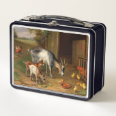 Ziegen und Hühner im Betrieb Metall Brotdose (Vorderseite)