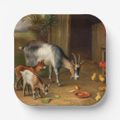 Ziegen und Hühner im Betrieb Pappteller (Vorderseite)