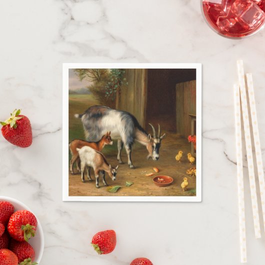 Ziegen und Hühner im Betrieb Serviette (Beispiel)