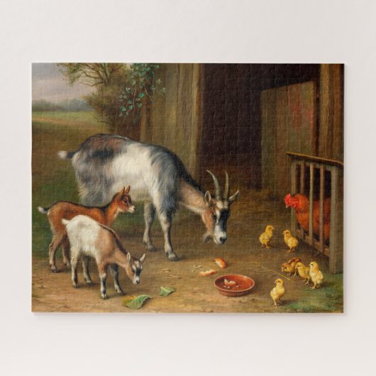 Ziegen und Hühner im Farm Jigsaw Puzzle (Horizontal)