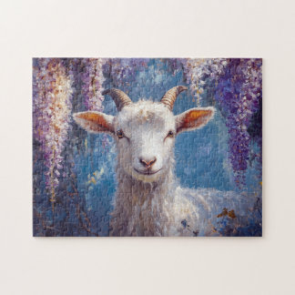 Ziegen und Lila Wisteria Blume Puzzle
