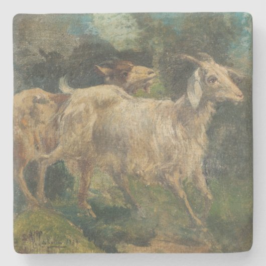 Ziegen (von Vincenzo Caprile) Steinuntersetzer (Vorderseite)