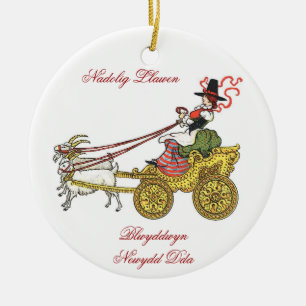 Ziegen-Wagen-Weihnachtsverzierung Keramik Ornament