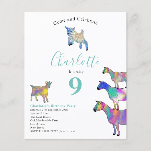 Ziegen Zuchttier 9. Geburtstagspartei (Vorderseite)