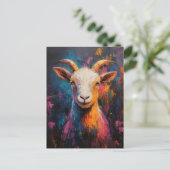 Ziegenanstrich Pop Art Ölgemälde Postkarte (Stehend Vorderseite)