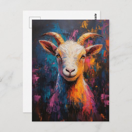 Ziegenanstrich Pop Art Ölgemälde Postkarte (Vorne/Hinten)