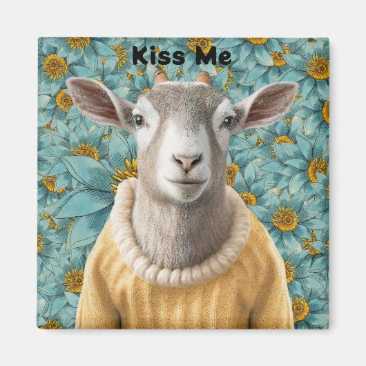 Ziegenbauernstil Aquamarin und gelb Magnet (Vorne)