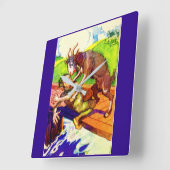 Ziegenbrut und -trolle quadratische wanduhr (Winkel)