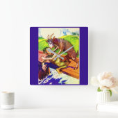 Ziegenbrut und -trolle quadratische wanduhr (Zuhause)