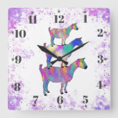 Ziegenfarben Quadratische Wanduhr (Vorderseite)