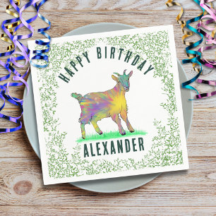 Ziegenfarm Animal Happy Birthday Name hinzufügen Serviette