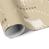 Ziegenfarm Tiermuster Custom Geburtsname Geschenkpapier (Rolleneckpunkt)