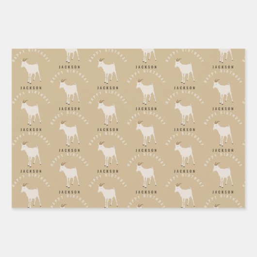 Ziegenfarm Tiermuster Custom Geburtsname Geschenkpapier Set (Vorderseite 3)