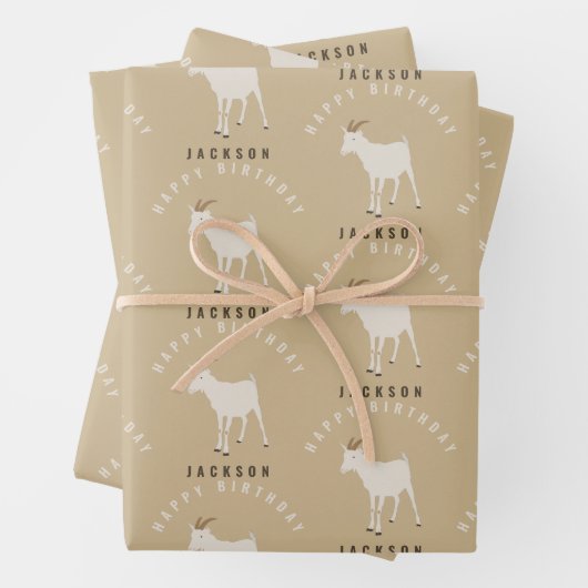 Ziegenfarm Tiermuster Custom Geburtsname Geschenkpapier Set (Beispiel)