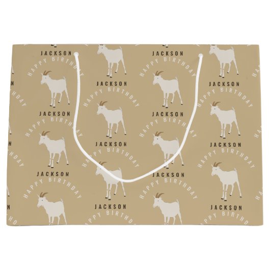 Ziegenfarm Tiermuster Custom Geburtsname Große Geschenktüte (Vorderseite)