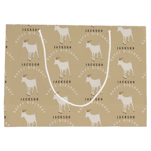 Ziegenfarm Tiermuster Custom Geburtsname Große Geschenktüte (Rückseite)