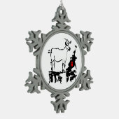 Ziegengestein Lunar Vietnamesisch Neues Jahr O Schneeflocken Zinn-Ornament (Links)